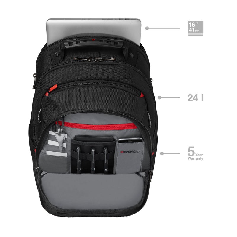 Wenger Legacy 16 inch Laptop Backpack, Men's and Women's Laptop Bag, Black/Gray, One Size - Image 5